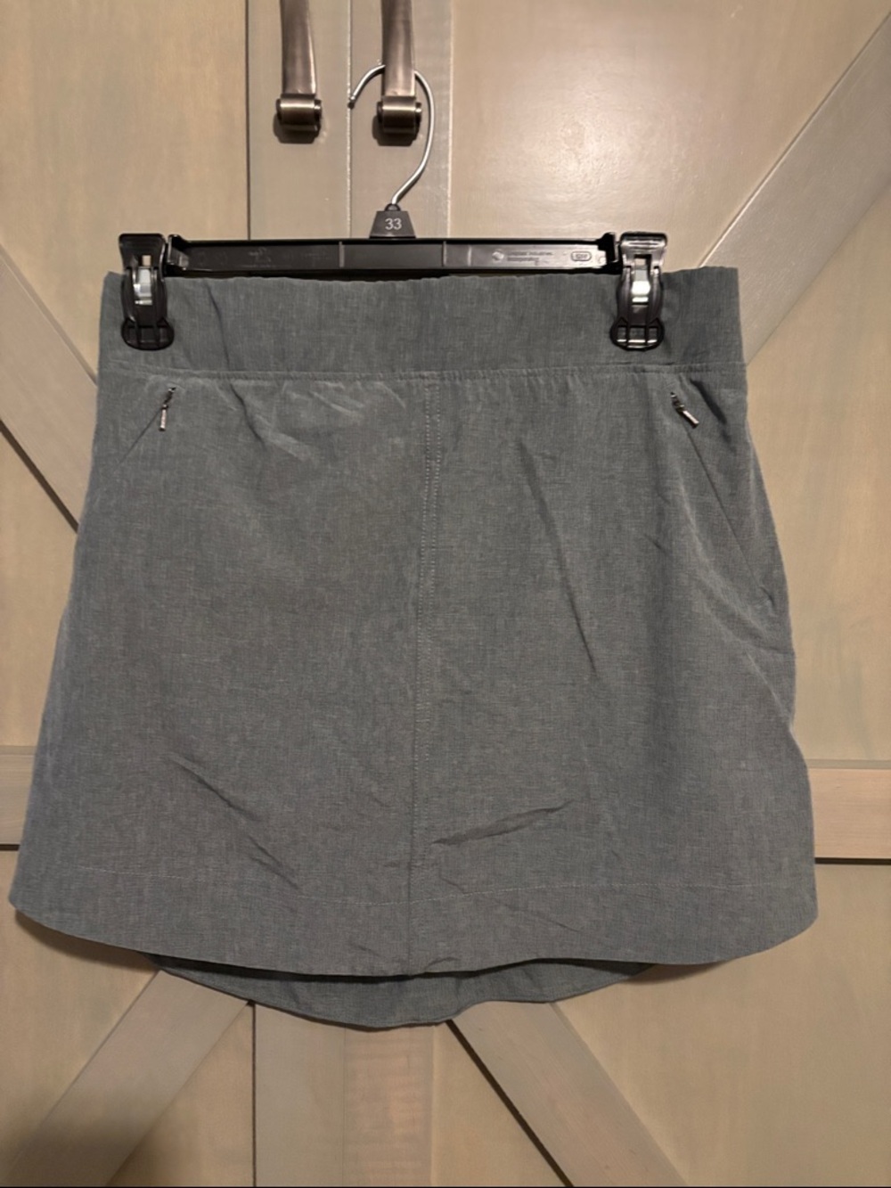 Women’s Grey/Green A-Line Skort with Zip Pocket Detail